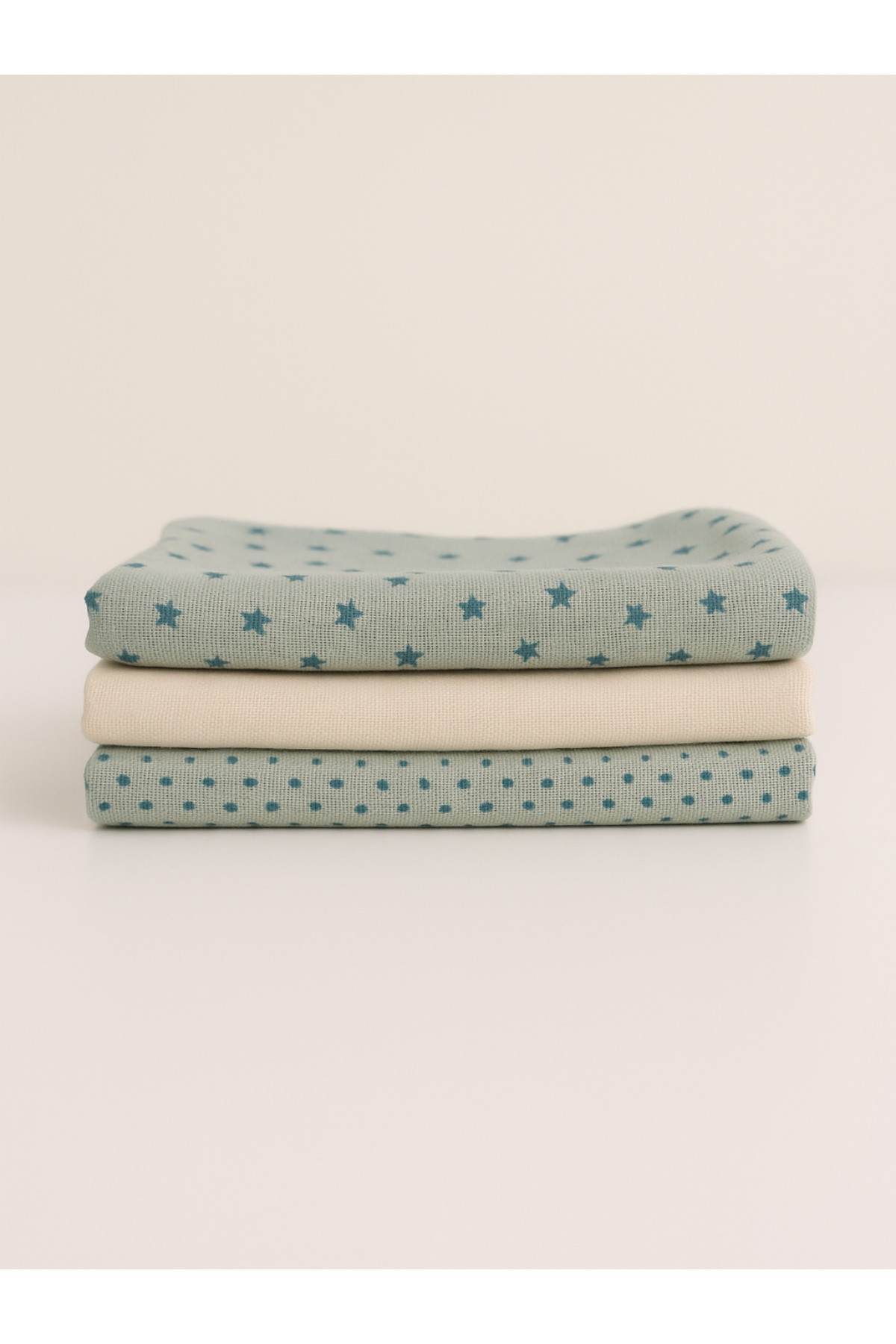Mama Yoyo Baby Kids 3'lü Müslin Set - Mint Yıldızlı Takım Yenidoğan Çok Amaçlı Müslin Örtü 100% Pamuk 75*75 cm set fotoğrafı 2 (önizleme)
