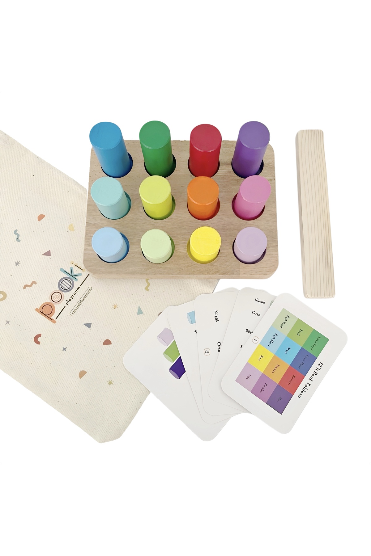 Pooki playroom Montessori Renk ve Boy Farkı Eşleştirme Seti Kartlı fotoğrafı 2 (önizleme)