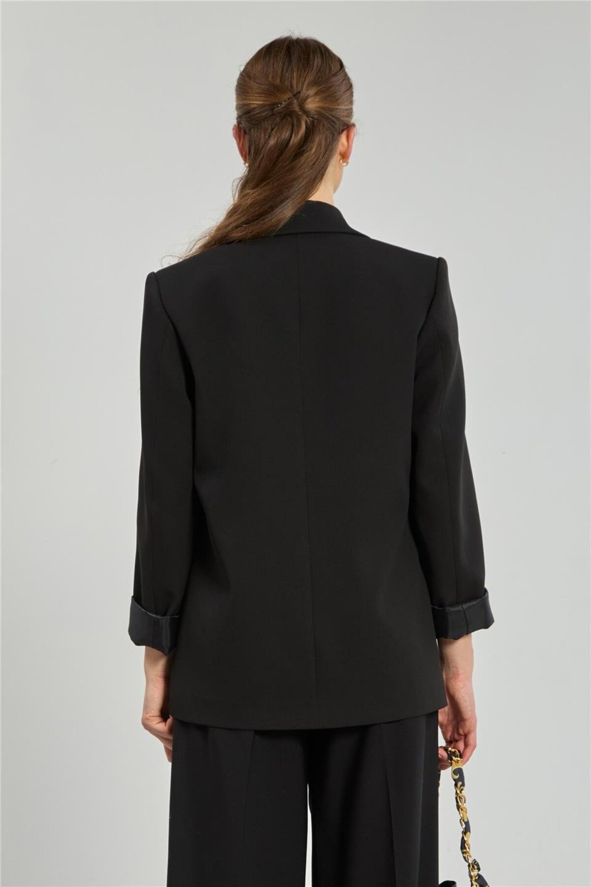 BARRELS AND OIL  Kadın Tek Düğmeli Blazer Ceket - Siyah - Görsel 5