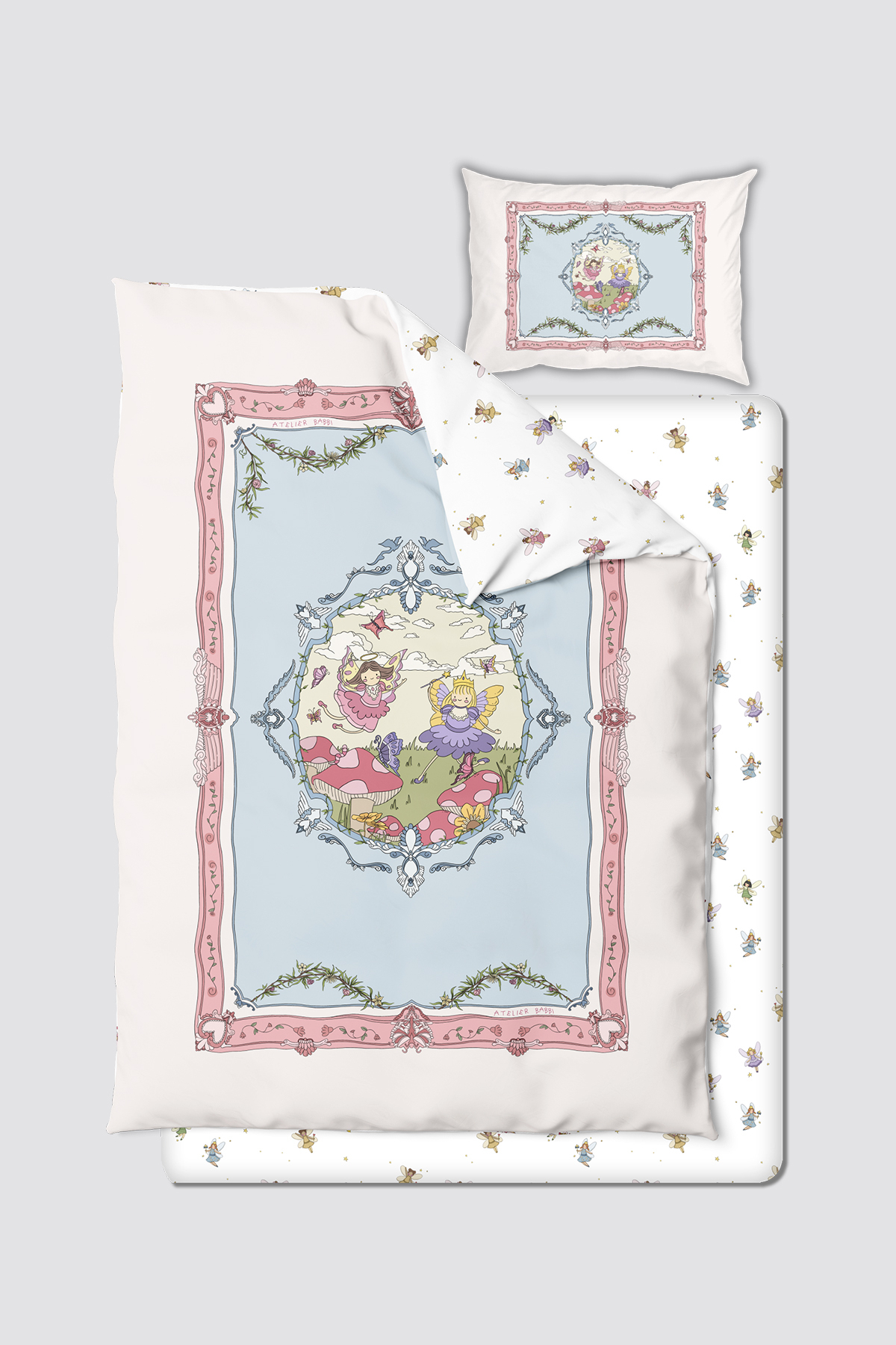 100% COTTON SATIN BABY DUVET COVER SET - FAIRY TALE (120 Strands / cm²)