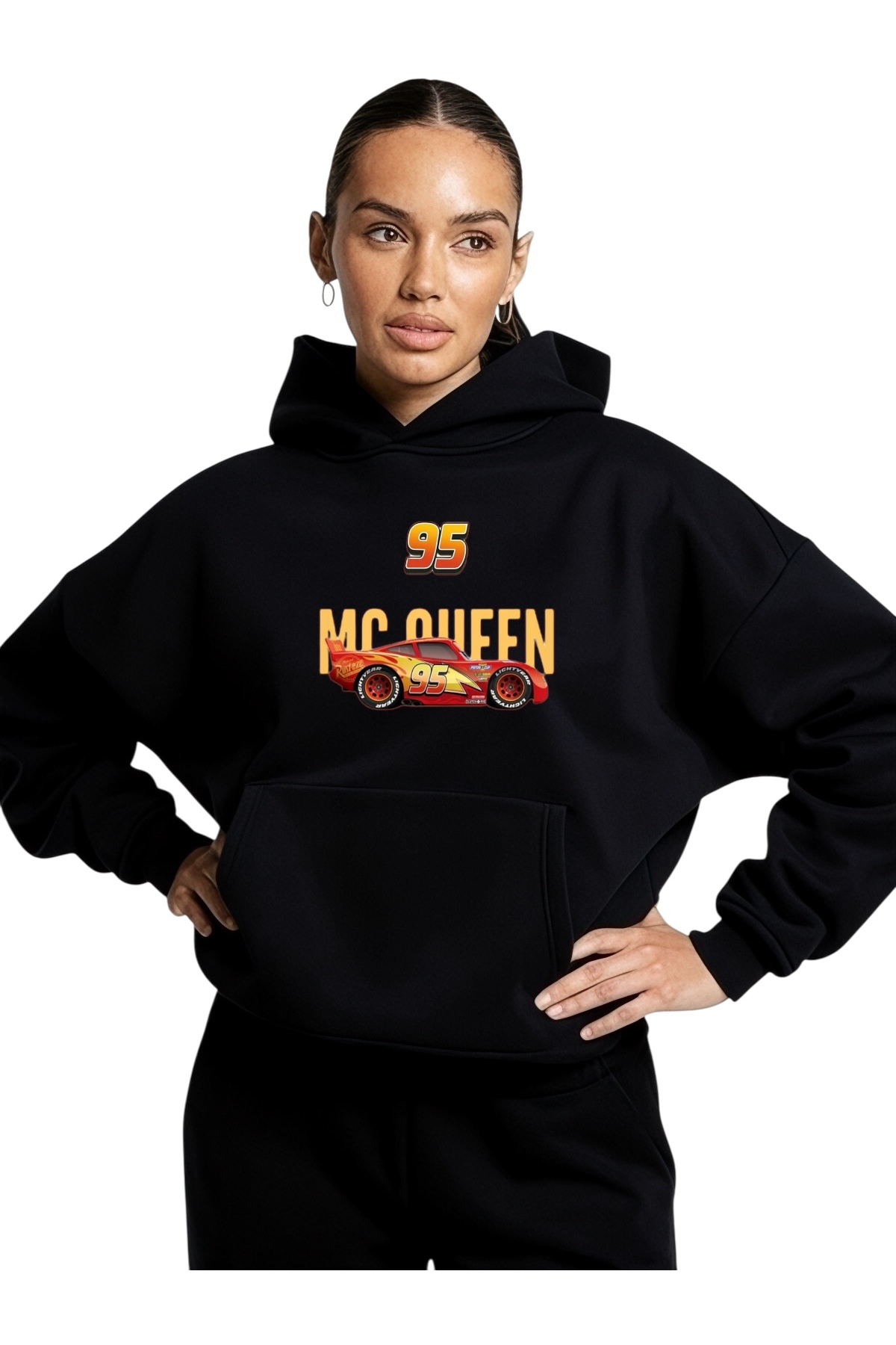 ArtYus Unisex Car Mc Queen Colorful Special Cu Imprimeu Cotton Supradimensionat Cu Glugă Swea Tricou Unisex - S