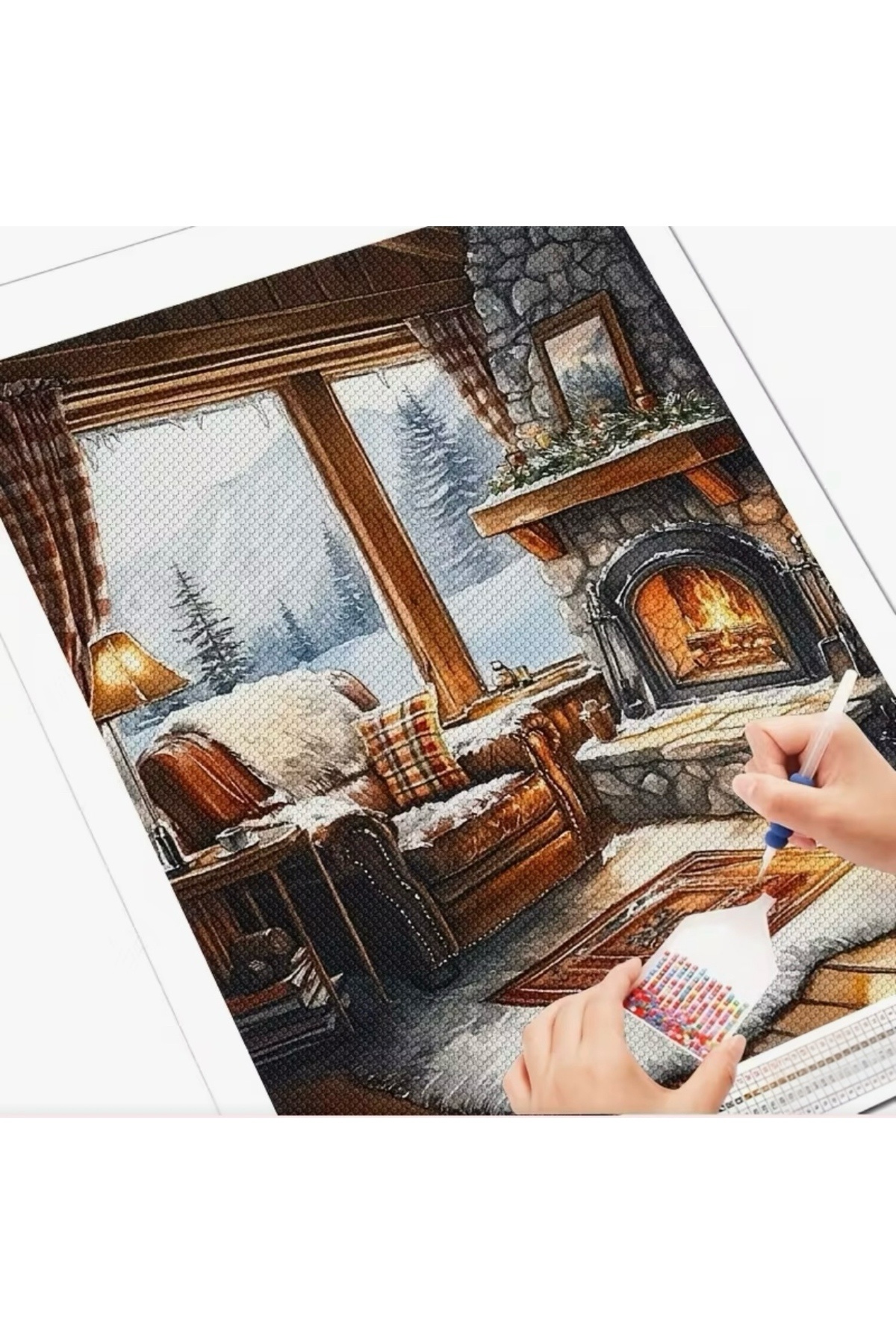 Harmonyparti Şömine Elmas boyama seti (30*40 cm ) Çerçevesiz