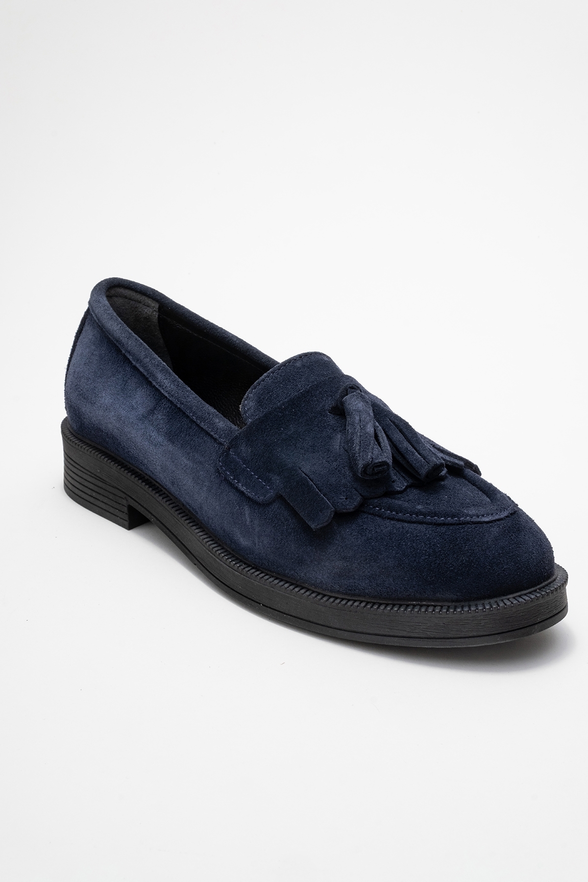 luvishoes  MİLİNA Lacivert Süet Püsküllü Hakiki Deri Kadın Loafer Ayakkabı - Görsel 3