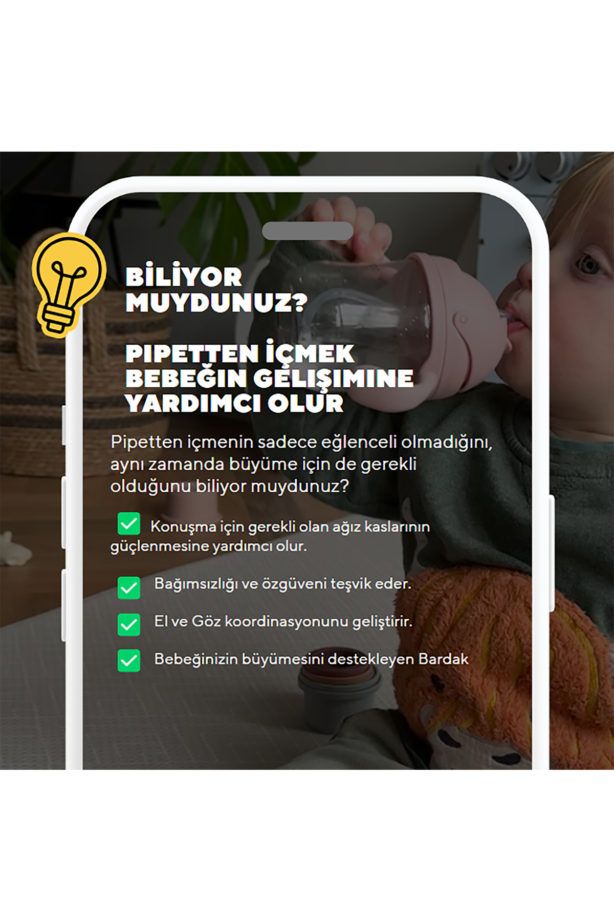 Mininor Tritan Bebek Çocuk Akıllı Alıştırma Bardağı 220 ml - Rose - Sızdırmaz, Akıllı Pipet fotoğrafı 4 (önizleme)