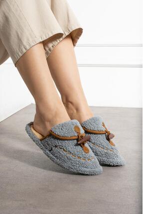 BYRAMSE Kadın Ev Bohça Terliği Ses Yapmaz Hafif Taban İçi Yünlü Peluşlu Ev Te...