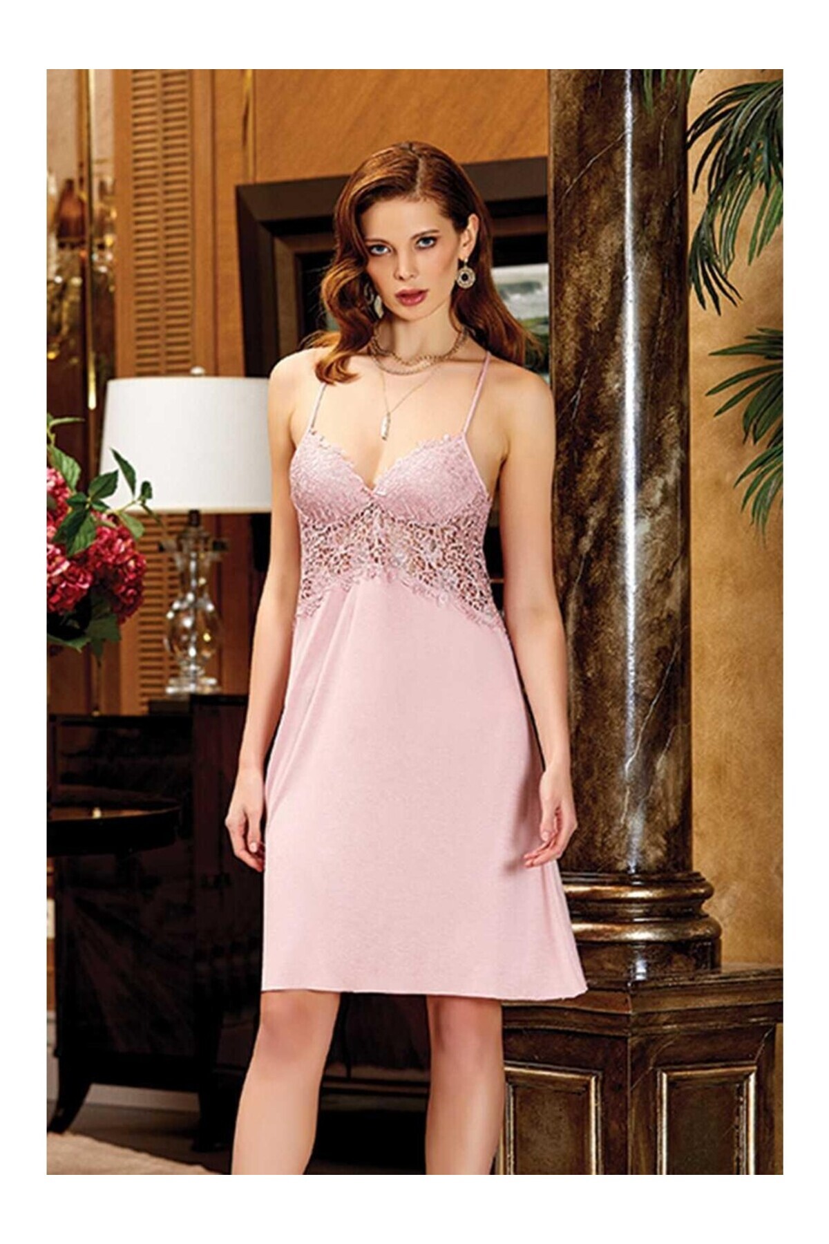 mdm style Çeyizlik Penye Dantelli Kısa Altılı Gecelik Sabahlık Takım- 561