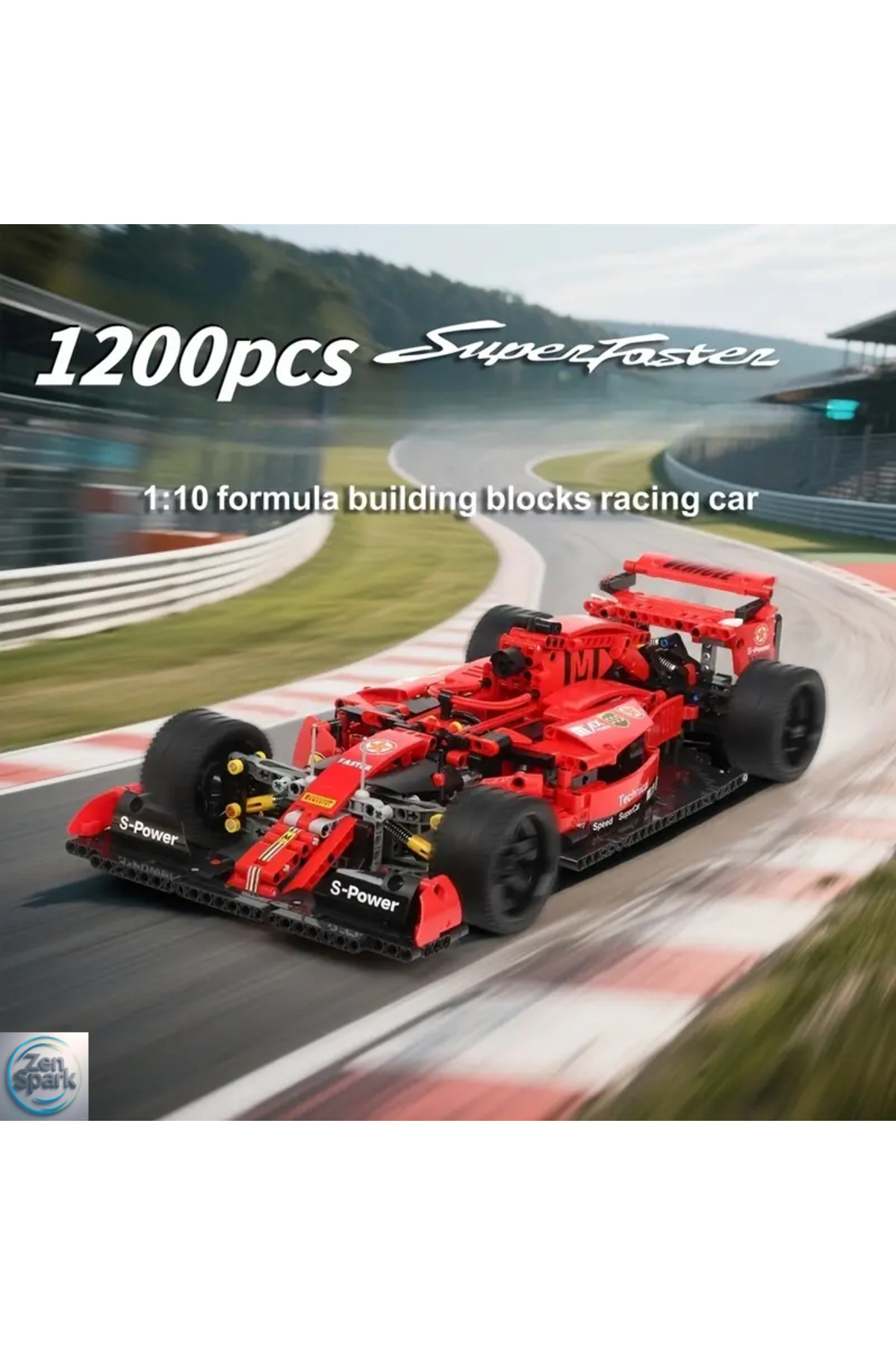 بیش از ۱۲۰۰ قطعه، کیت مونتاژ خودرو مسابقه‌ای سوپر اف-۱ قرمز ۱:۱۰ – اتصال مکانیکی | خودتان بسازید