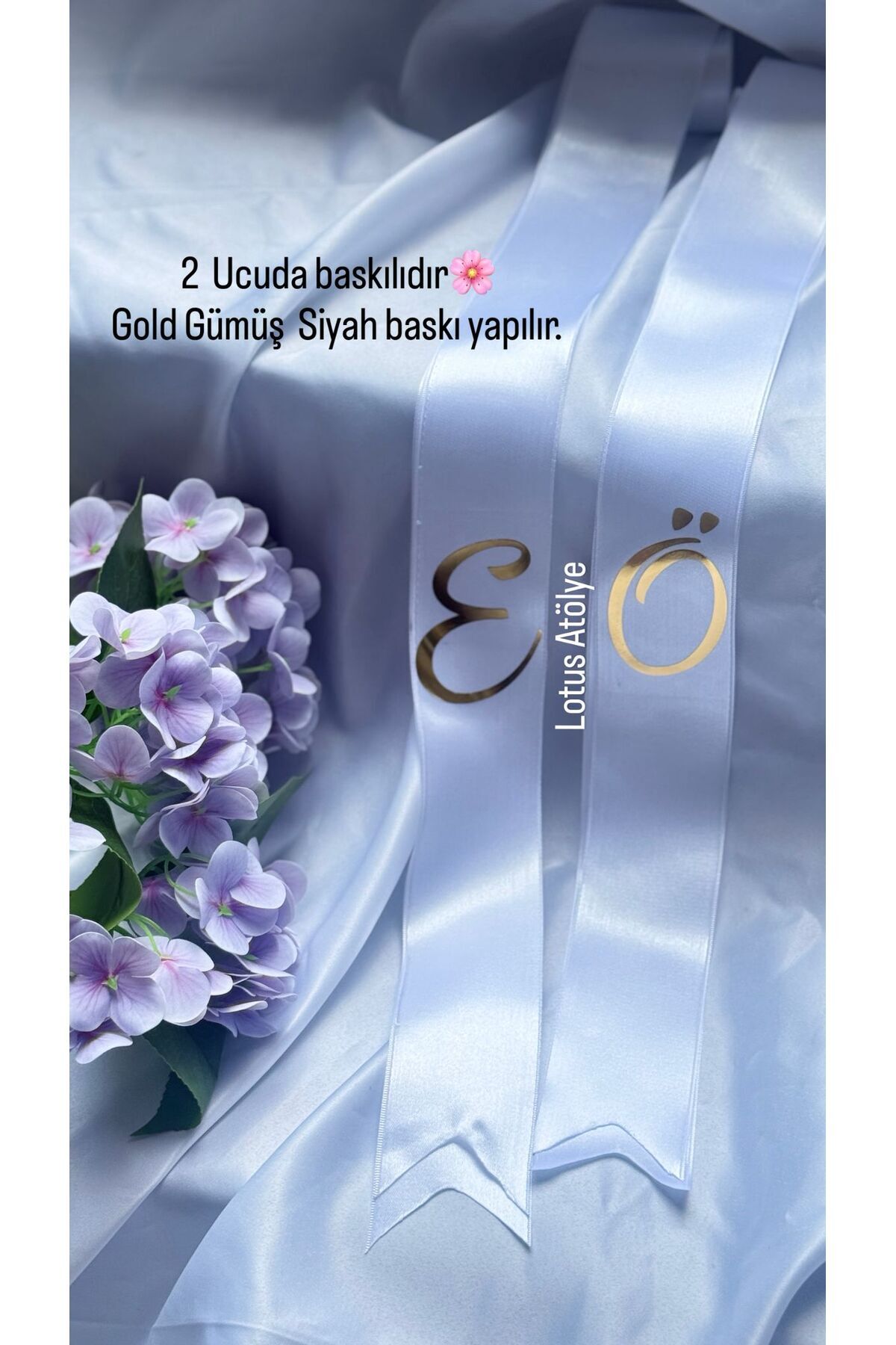 lotusatölye TAKI KURDELESİ - BEYAZ RENK 2 ADET kişiye özel baskılı