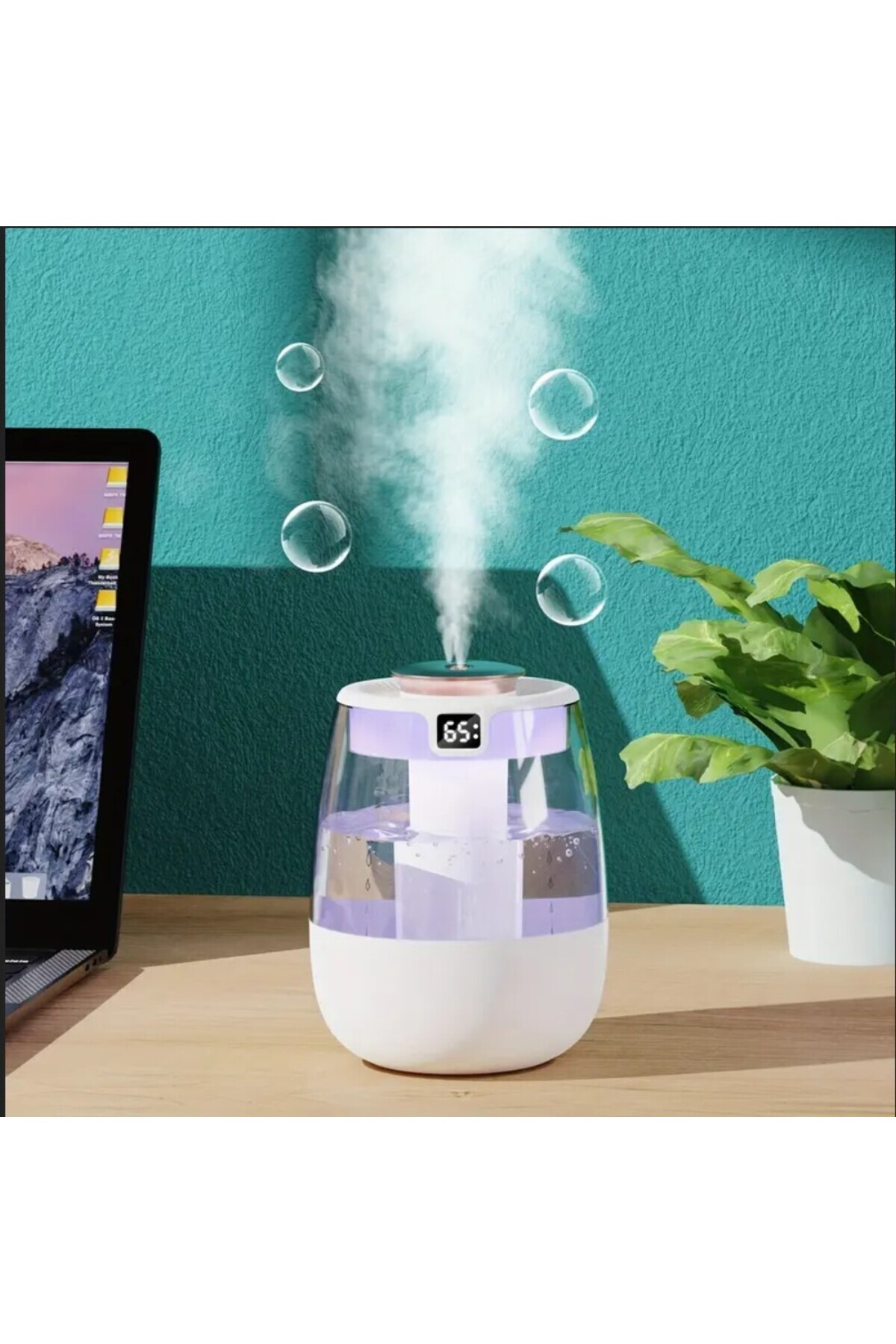 Mighty BEYAZ BÜYÜK KAPASİTELİ 1.3 LT USB ULTRASONİK OFİS ODA VE ARABA HAVA NEMLENDİRİCİ BUHAR MAKİNE