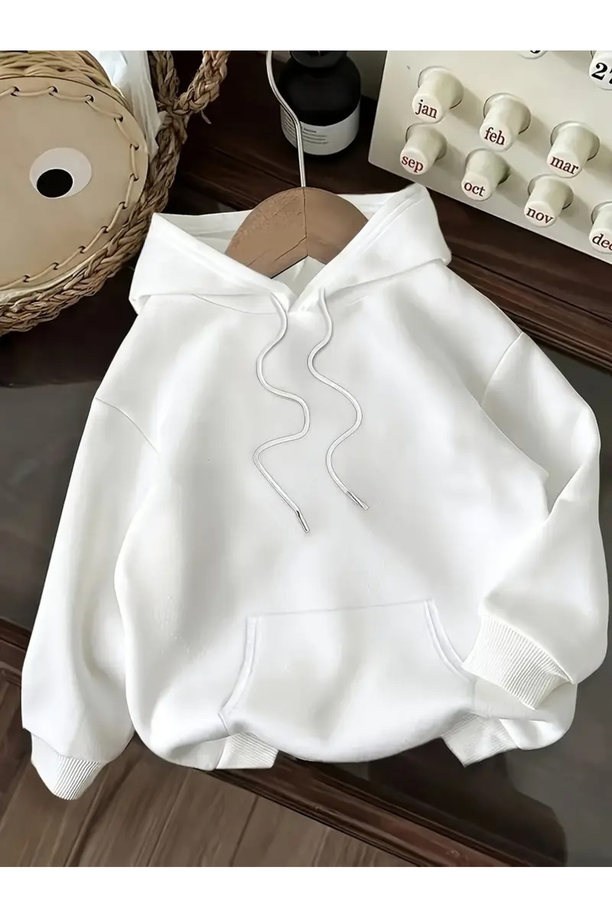CLASİVA Kapuşonlu Sweatshirt 3iplik Rahat Şık Tasarım Oversize Unisex Yeni Sezon Baskısız Yazısız Sade görsel 6