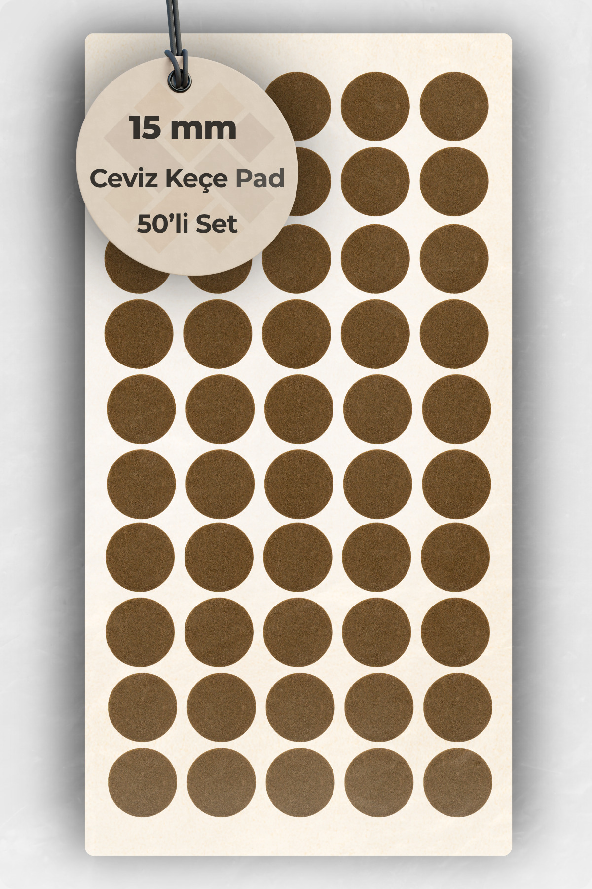 wooden lane studio 15 mm Kahverengi Yapışkanlı Keçe Ped 50’li Set – Zemin Koruyucu Yuvarlak Keçe