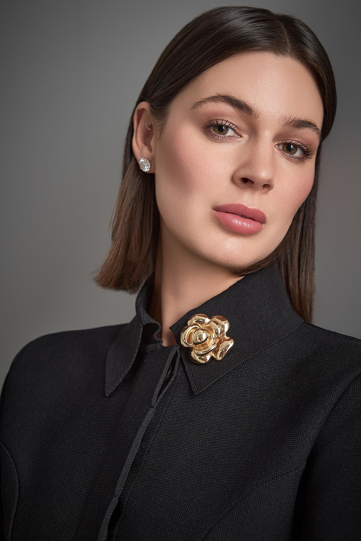 JOIN US Gizli Düğmeli Peplum Siyah Triko Ceket görsel 4