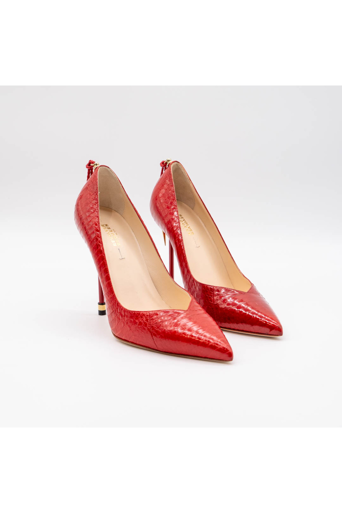 Revolver Requeen Pantofi Stiletto Damă - Room 313 Red Elaphe Pumps Femeie - 40