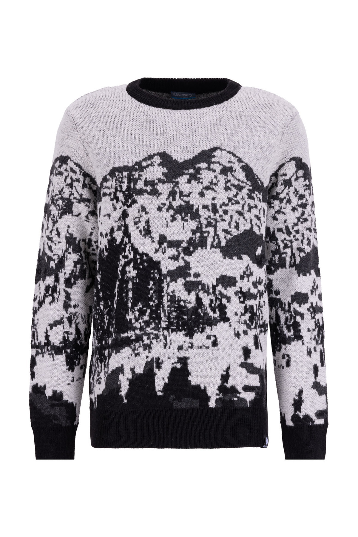 دیسکاوری اکسپدیشن ژاکت مردانه طرح‌دار و آرام یقه گرد طرح‌دار مشکی - D5WM-KZK3790