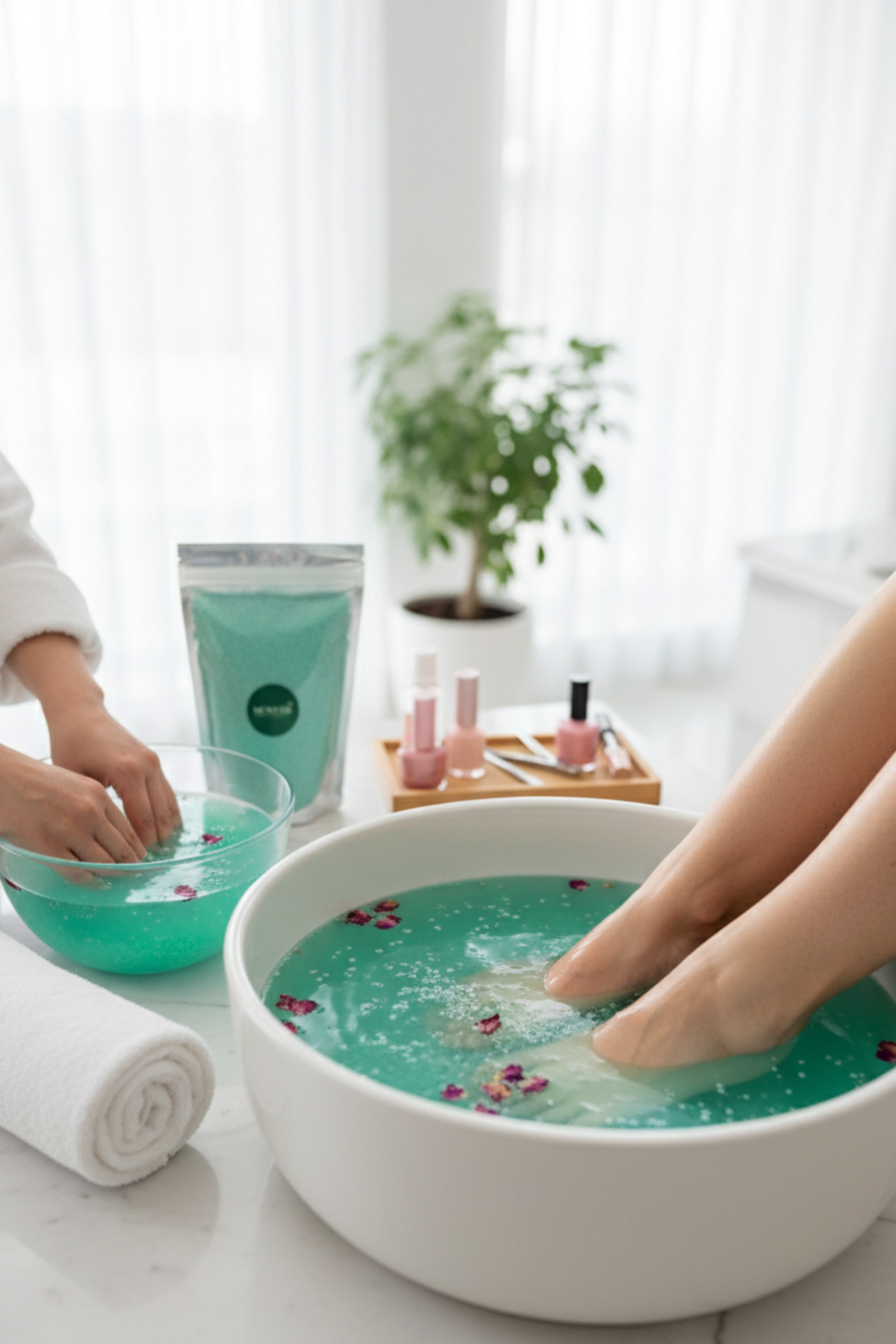 3’lü Banyo & Spa Tuz Seti Portakal Menekşe Nane Manikür & Pedikür İçin Doğal Kaya Tuzları 3 x 300 gr — tzkyzjjjrty< — تصویر 4 از 4
