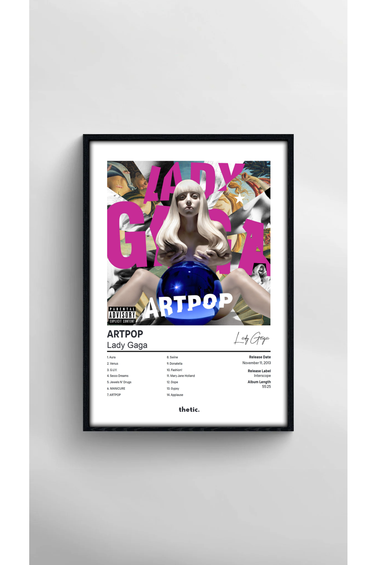 Thetic Lady Gaga - ARTPOP Albüm Koleksiyonu PREMIUM Spotify Poster