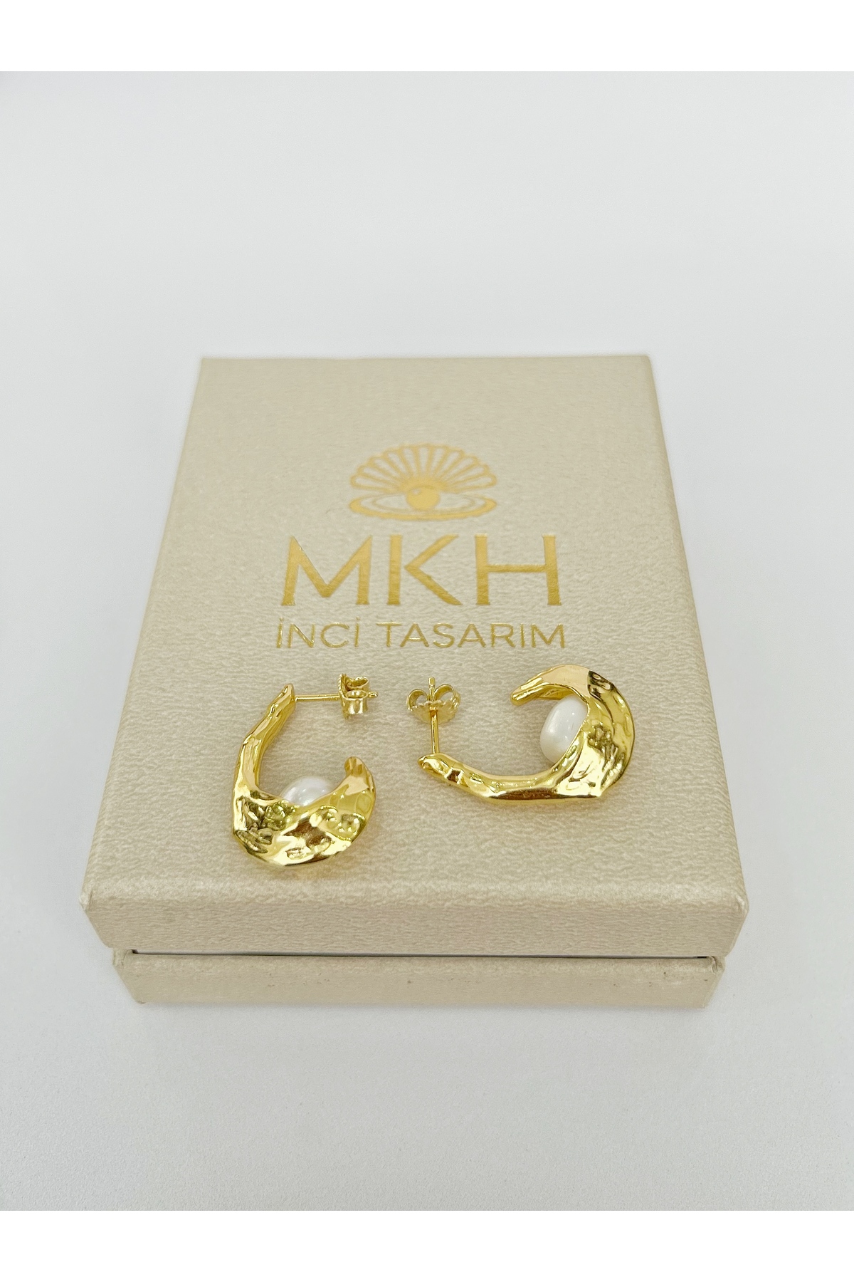 Gümüş Gerçek İncili Zarif Desenli Küpe - 5