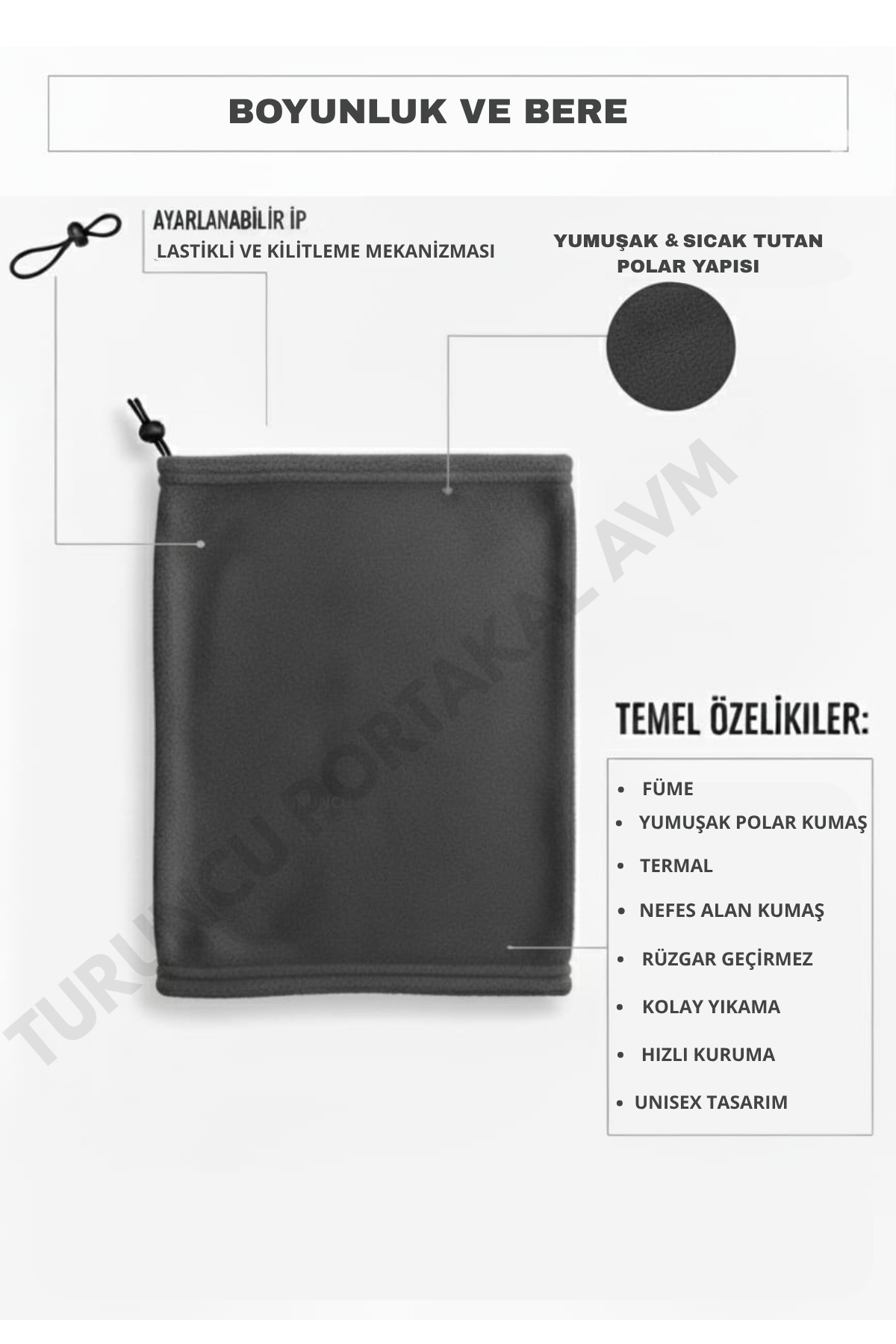 Kadın Erkek Kışlık Polar Tüylenme Yapmayan Soğuk Geçirmez (2 li Set) Şapka - Boyunluk — görsel 2