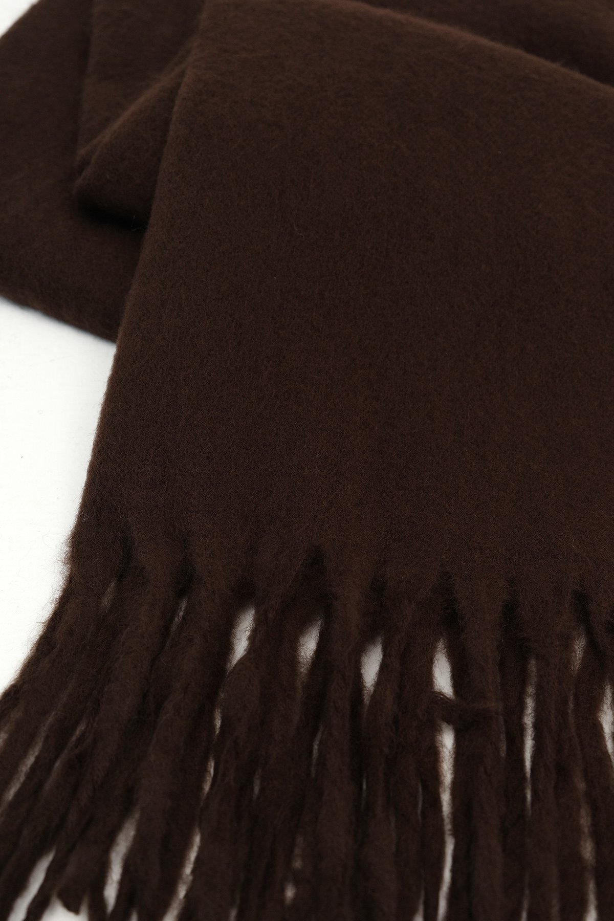 novon  Klein Soft Touch Püskül Detaylı Yün Dokulu Premium Saçaklı Atkı (195 x 45 cm) - Görsel 6