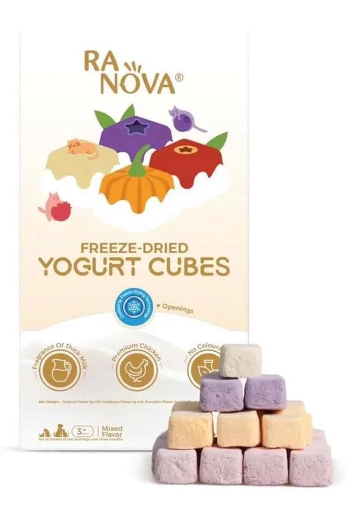 Samorian nova Kedi&Köpekler İçin Dondurulak Kurutulmuş Yoğurt *1g *40'lı (Karışık Lezzet)