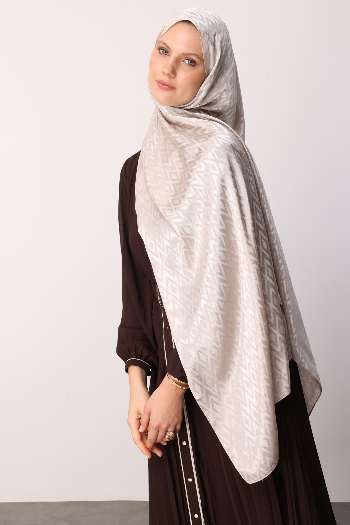 Mooncorn  Karo Desen Parlak Jakar Şal - Görsel 6