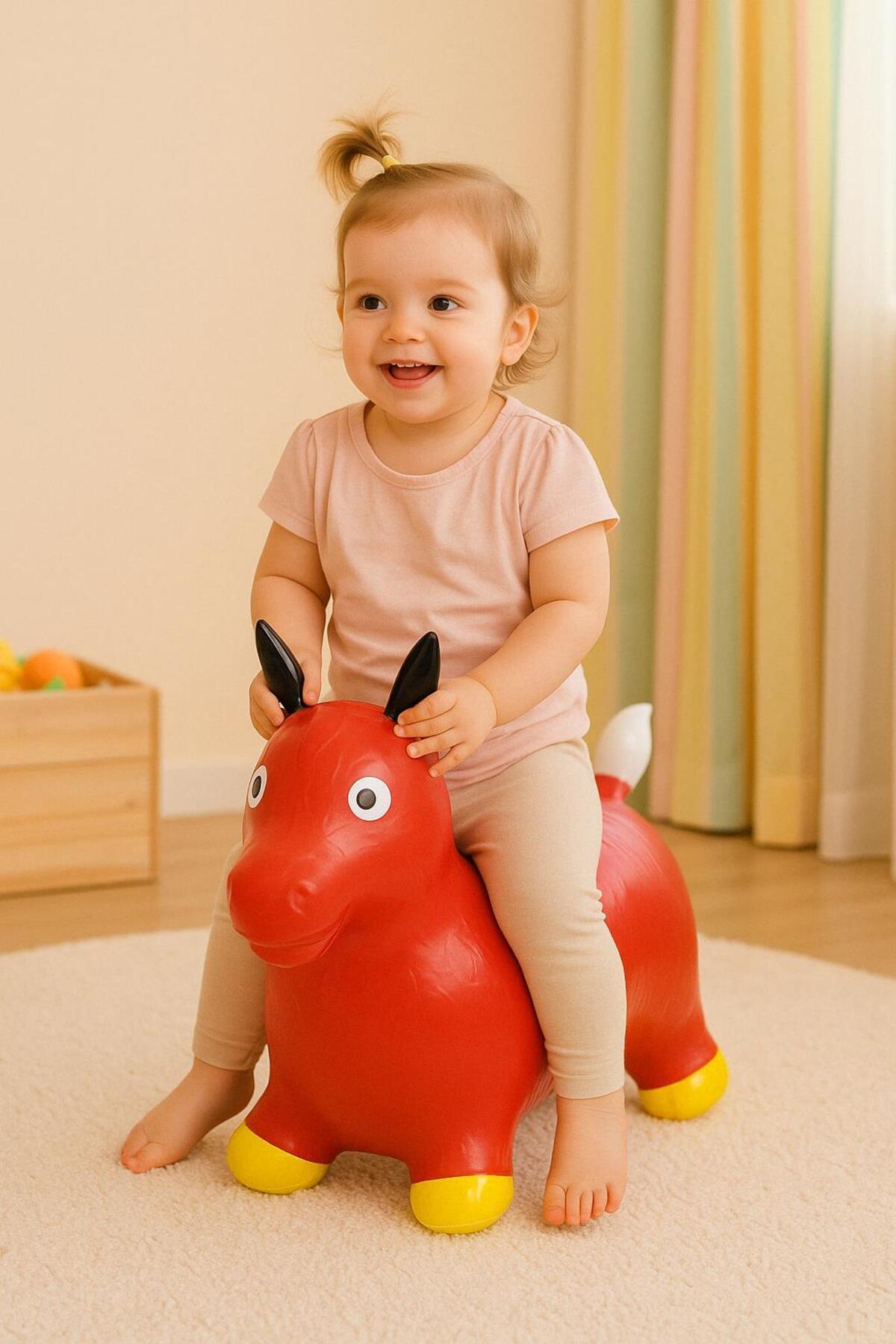 hak-iş oyuncak Kırmızı Şişme Binilebilir Oyuncak Hayvan – Denge Geliştirici
