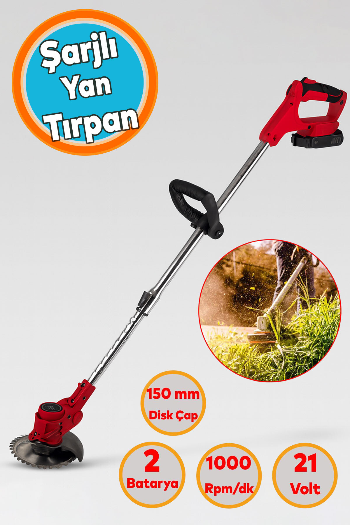 NZB Yan Tırpan Elektrikli Şarjlı Çim Ot Biçme Kesme Rodex RDX9022