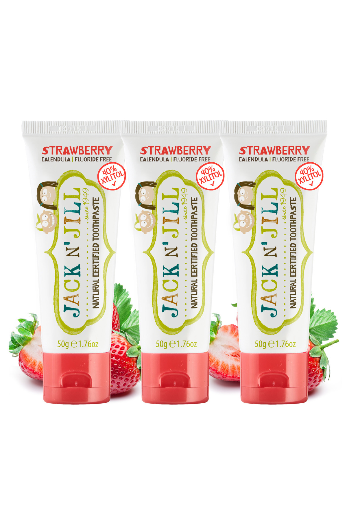 Jack N'Jill Jack N Jill Doğal Sertifikalı Diş Macunu - Çilek Aromalı 3’lü Paket (3X50G)