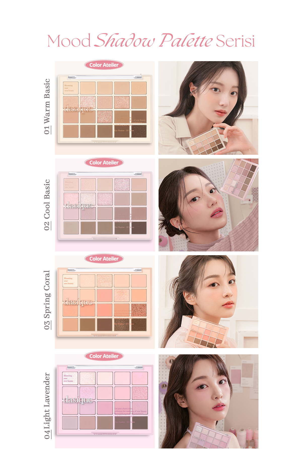 Mat ve Işıltılı Tonlardan Oluşan 20 Renkli Far Paleti Mood Shadow Palette (06 Sweet Heart) — صورتی 111646 — تصویر 6 از 9