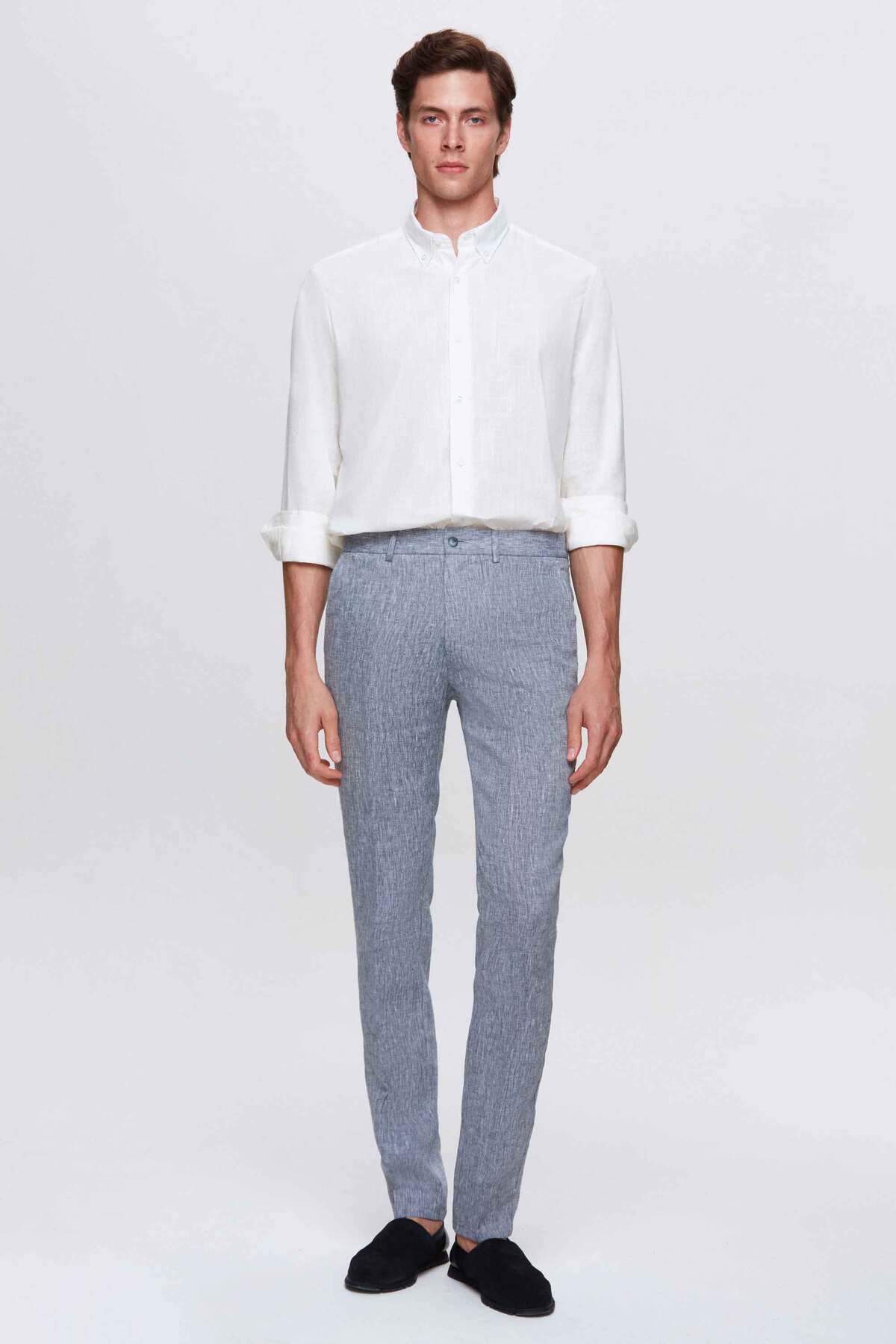 Ds Damat Slim Fit Navy Blue Plain Lenen Jogger Pants — سرمه‌ای 4HC03S2063230 — تصویر 4 از 5