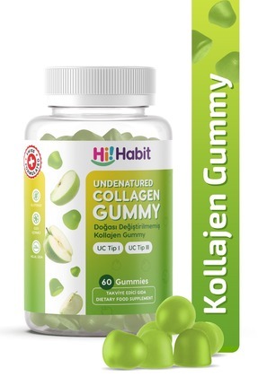 Hi Habit Doğası Değiştirilmemiş Kolajen Gummy 60 Adet – UC Tip I & III Undena...