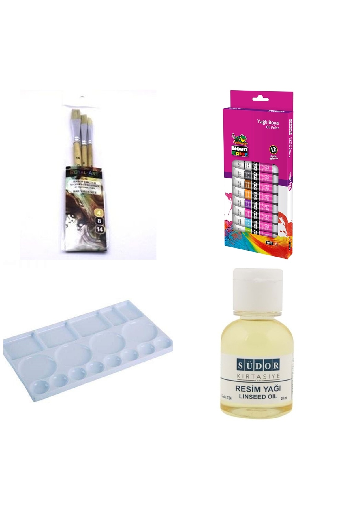 kaptan kırtasiye YAĞLI BOYA + RESİM YAĞI + PALET + FIRÇALAR