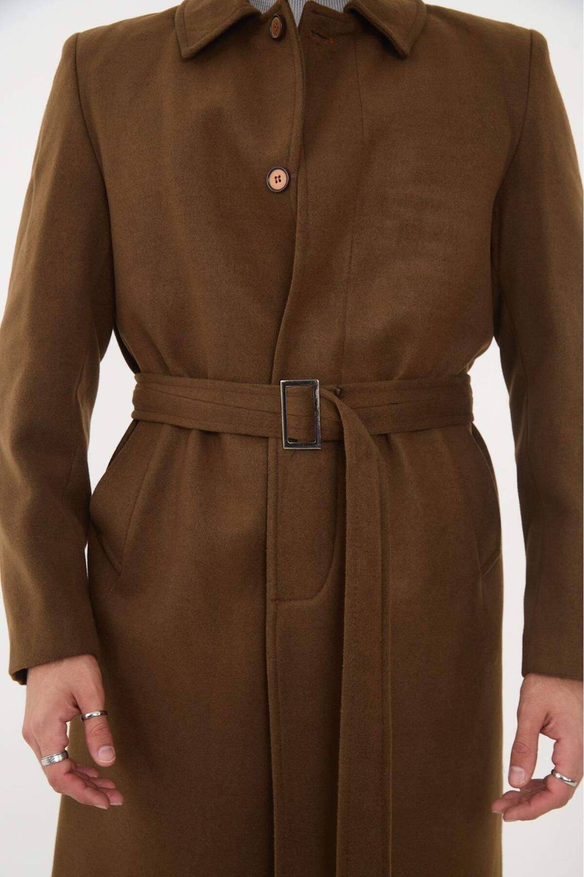 l lebs collection moda lebs şekil  Erkek Tam Boy Kaşe Palto - Görsel 7