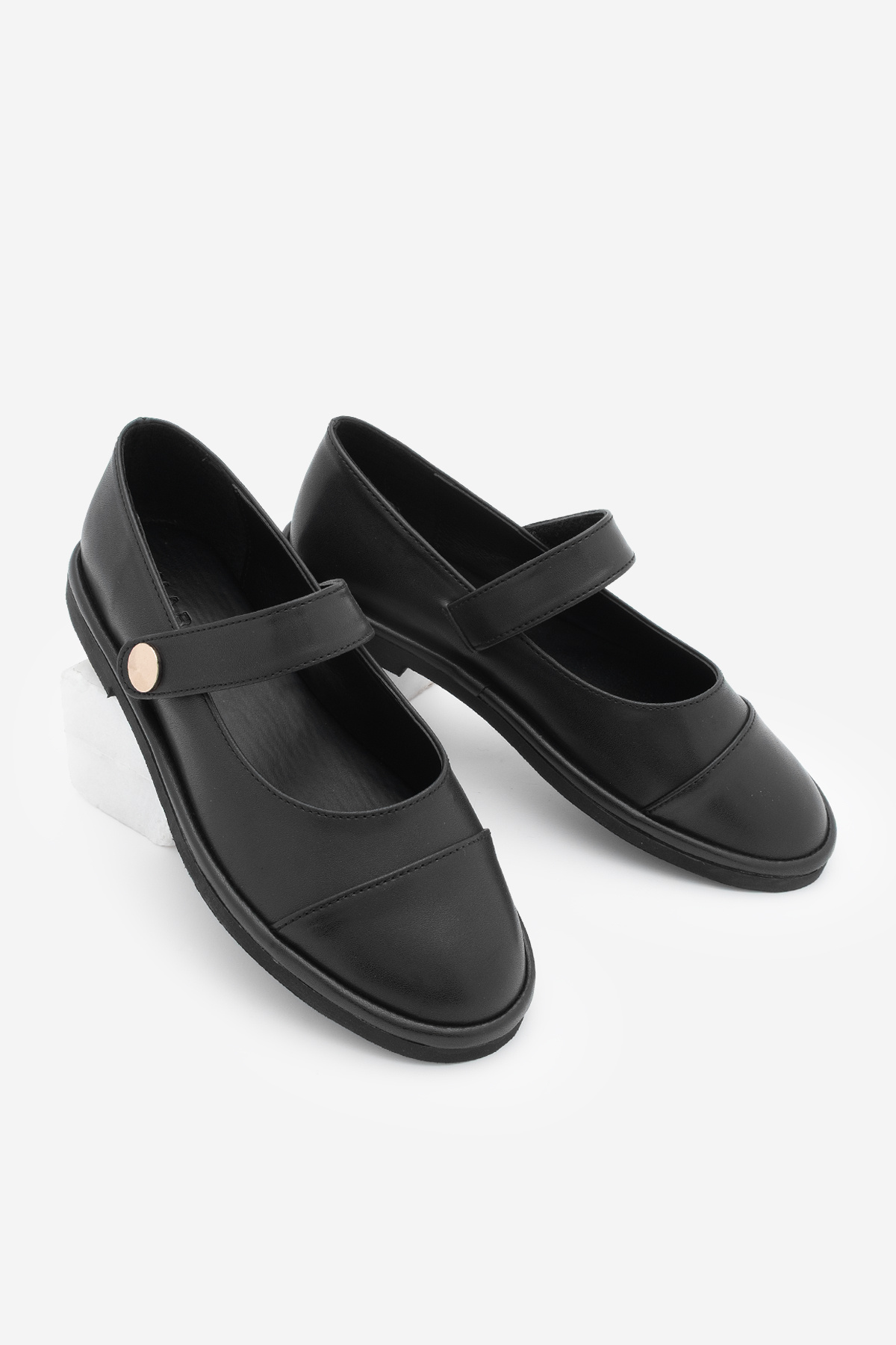 Marjin Kadın Loafer Bantlı Cırt Cırtlı Günlük Ayakkabı Vorpe Siyah