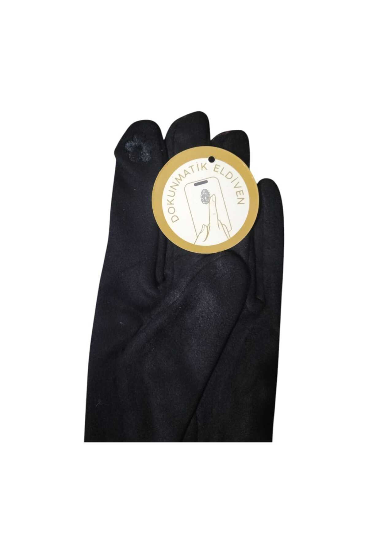 Aware Time  Desenli Dokunmatik Kumaş Kadın Eldiven - Görsel 5