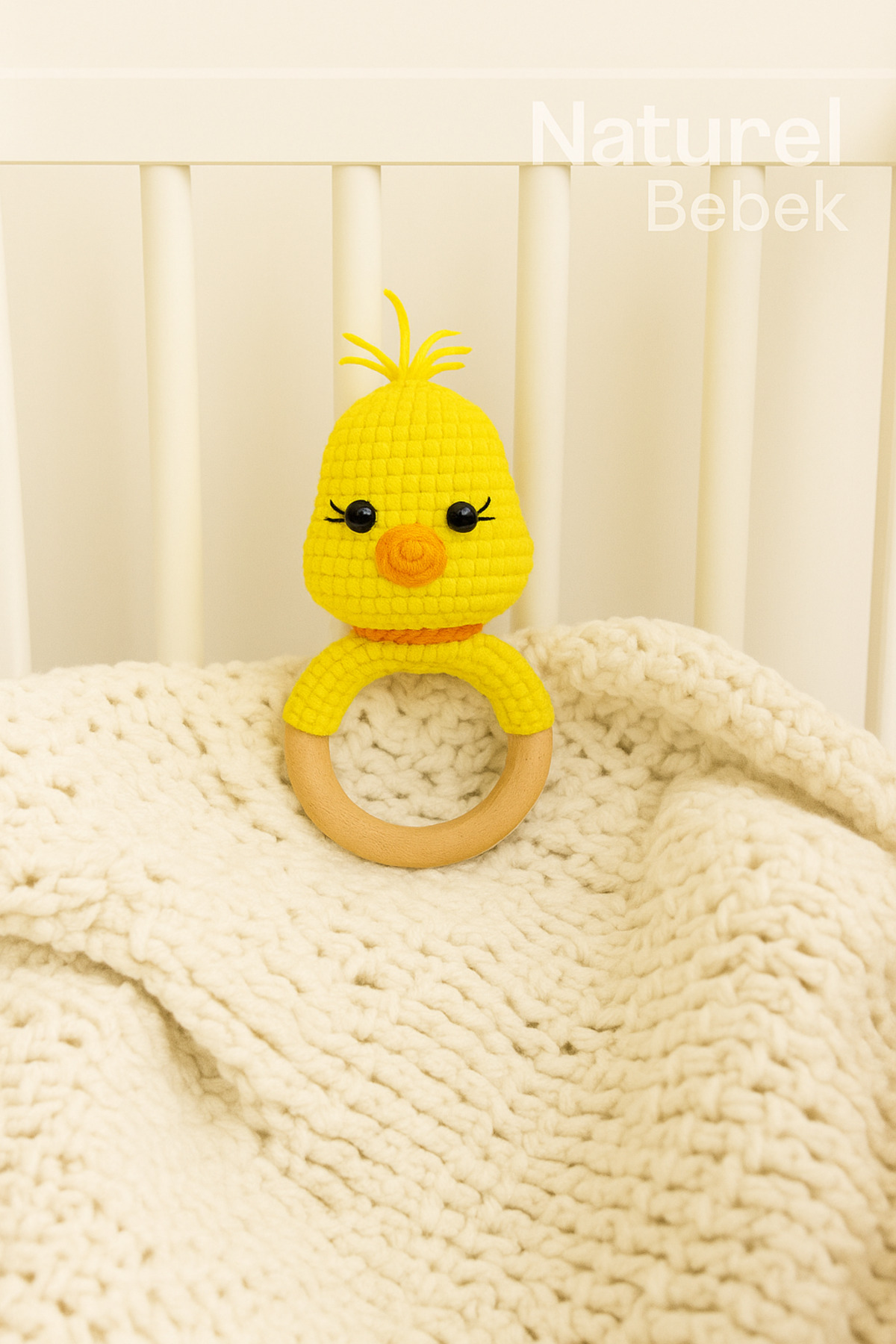 Naturel Bebek %100 Pamuk İp Amigurumi Çıngırak ve Diş Kaşıyıcı fotoğrafı 2 (önizleme)
