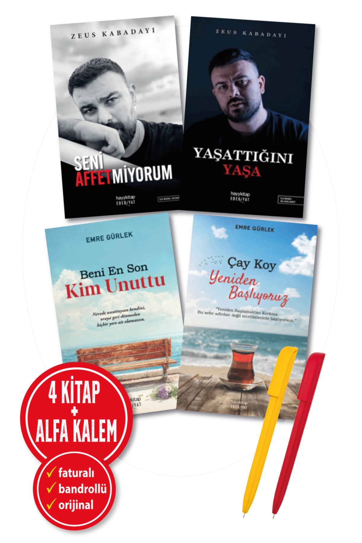 hayykitap Alfa Kalem+ Zeus Kabadayı Emre Gürlek 4 Kitap (Seni Affetmiyorum+Beni En Son Kim Unuttu)-YENİ Hayy