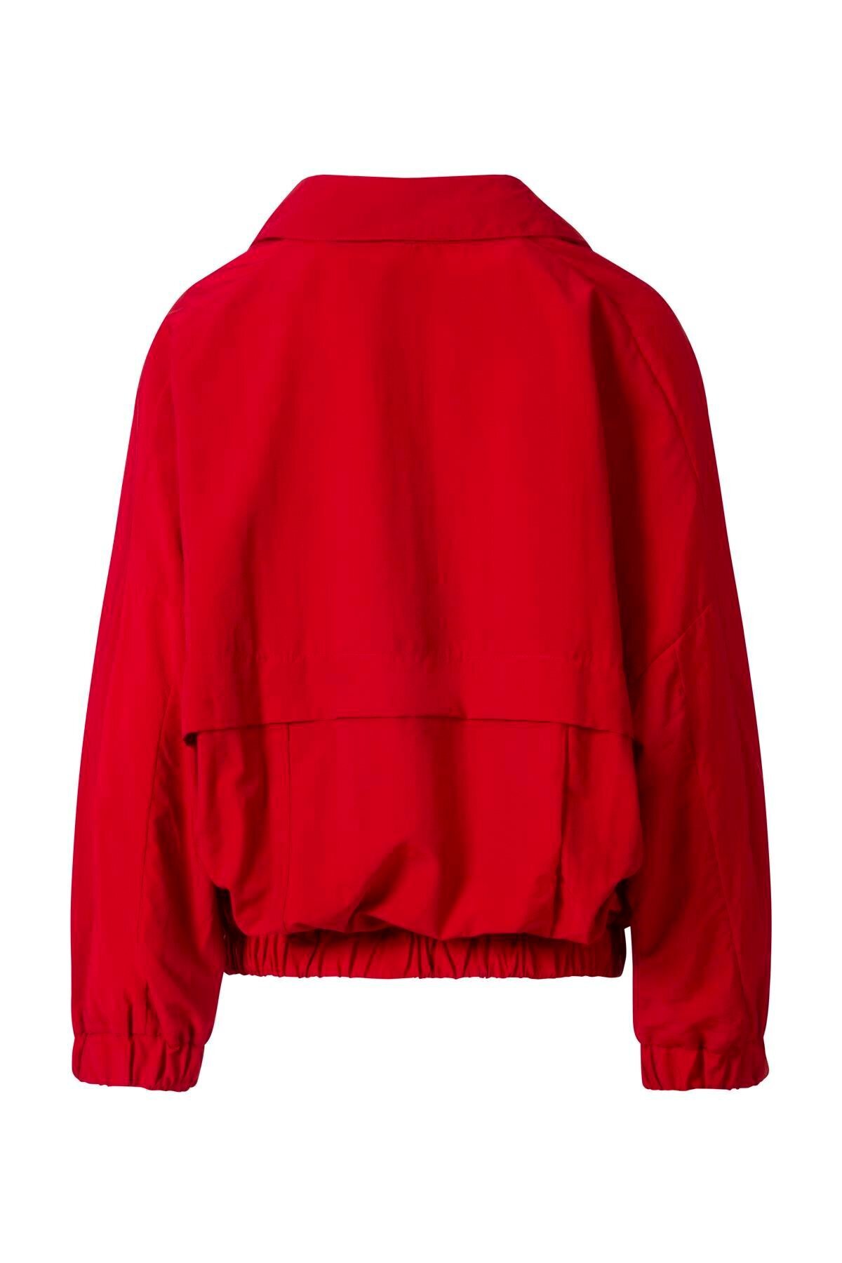 FACETTE  Fermuarlı Oversize Ceket Kırmızı - Görsel 7