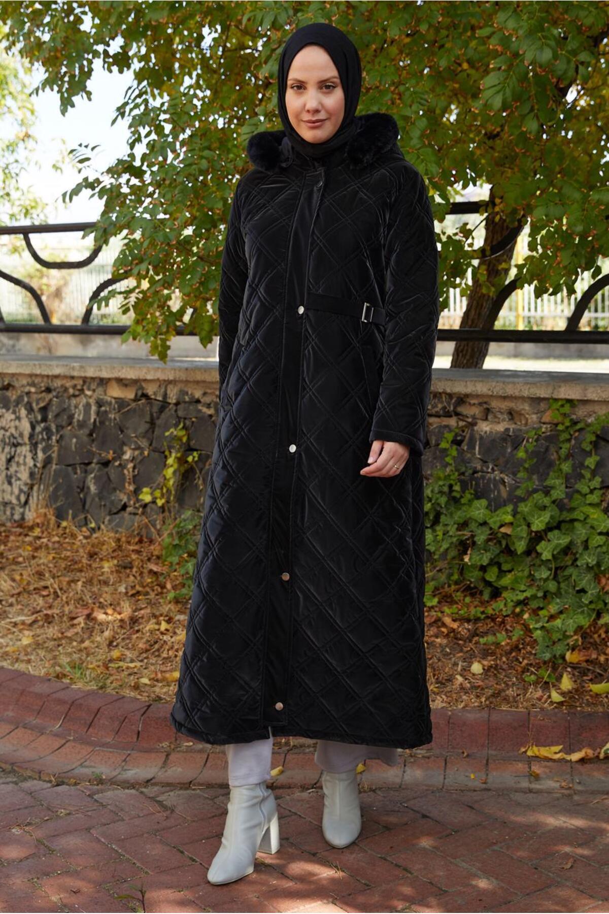 TRENDTESETTÜR  KADIN SİYAH ŞİŞME MANTO T 3307 - Görsel 3