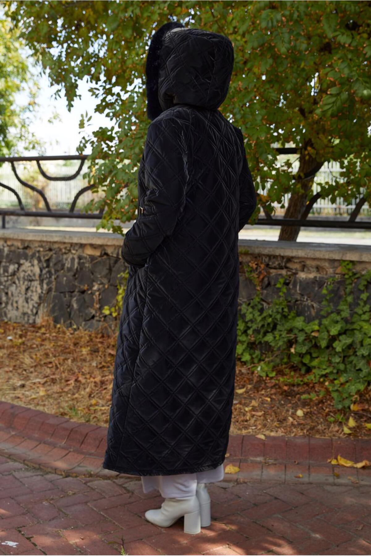 TRENDTESETTÜR  KADIN SİYAH ŞİŞME MANTO T 3307 - Görsel 4