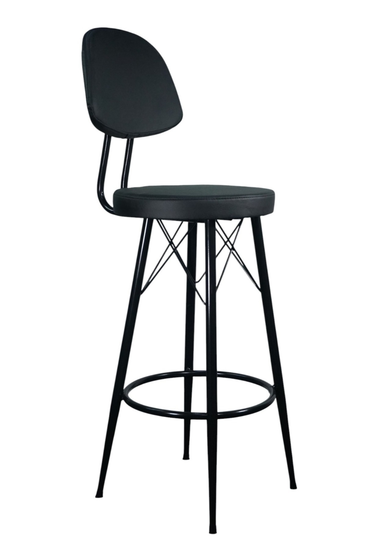 Kalafika Has Bar Sandalyesi 75 Cm Siyah Deri 100 ile 110 Cm Arası Olan Ada & Masalara Uygun