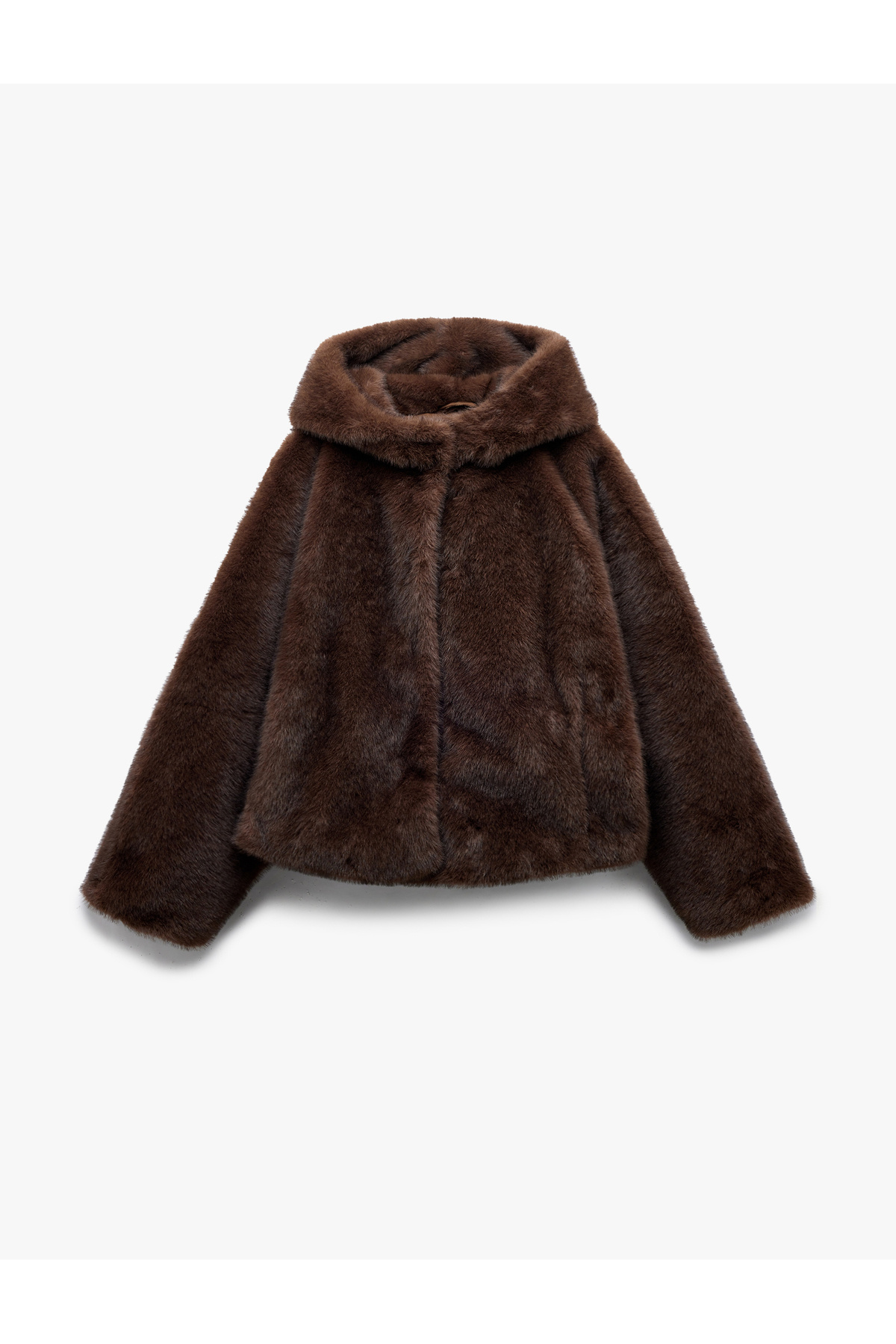 Koton Kapüşonlu Cepli Oversize Suni Kürk Kaban