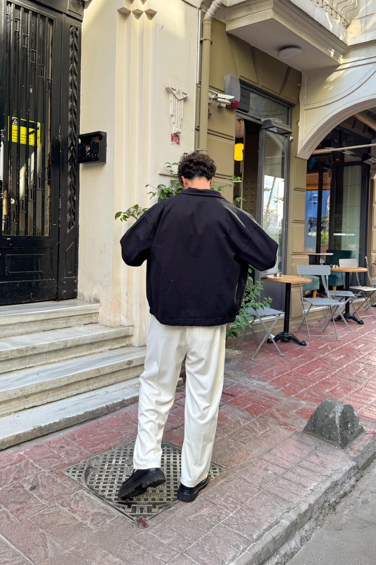 Flaw Wear Gömlek Yaka Bomber İnce Ceket Siyah görsel 4