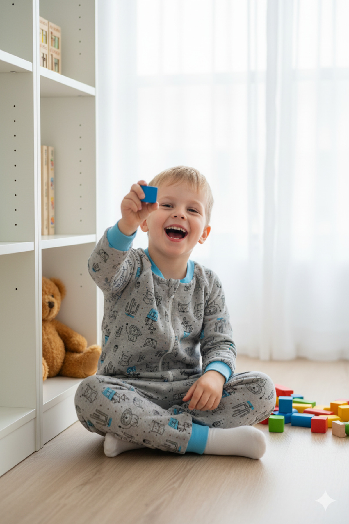 ÖZLEM BEBE 1-16 Yaş Ara Dolgulu Mavi Kaktüs Desenli 2.5 Tog Çocuk Uyku Tulumu fotoğrafı 3 (önizleme)