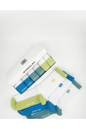 STOCALZE Unisex Beyaz - Renkli Tenis Çorabı 6’lı Set | Pamuklu, Nefes Alan, K...