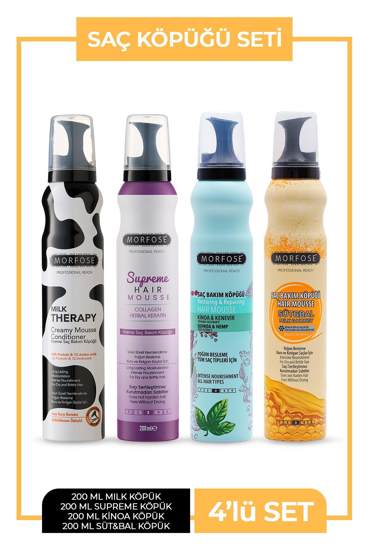 Morfose Saç Köpüğü 4 lü Set Milk+Supreme+Kinoa+Süt Bal — MI00000552