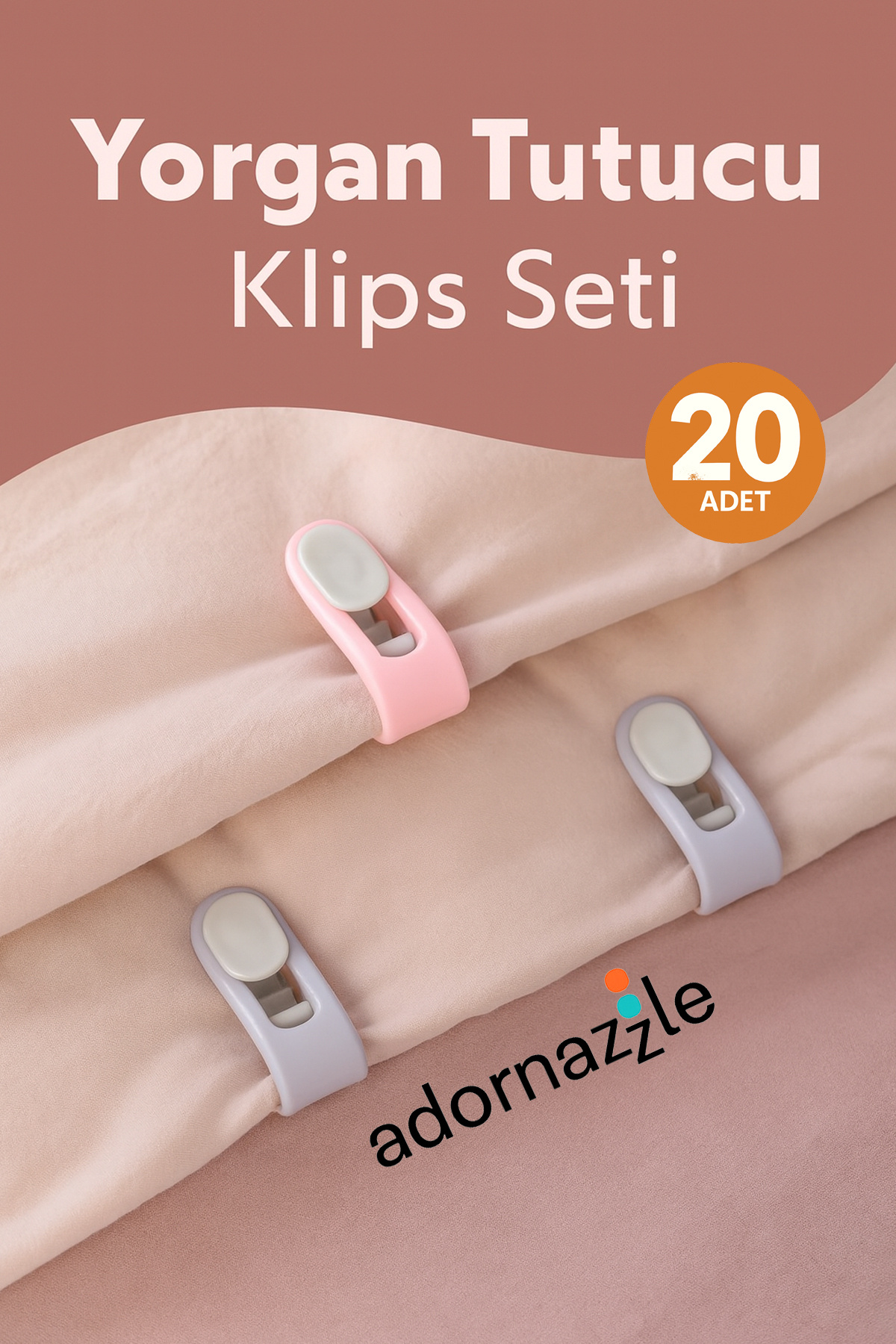 adornazzle Nevresim Klipsi, Yorgan Tutucu, İğnesiz Yorgan ve Nevresim Tutucu Klips Seti