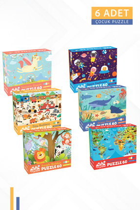 Neverland 6 FARKLI 60 PARÇA ÇOCUK PUZZLE
