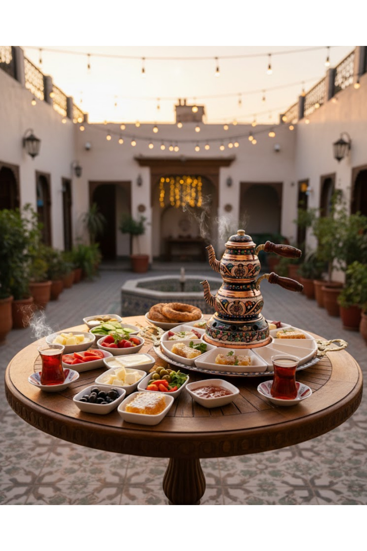 ست چای‌دان و سینی سرو صبحانه با طرح عثمانی، کار دست، ست شیک سرو صبحانه