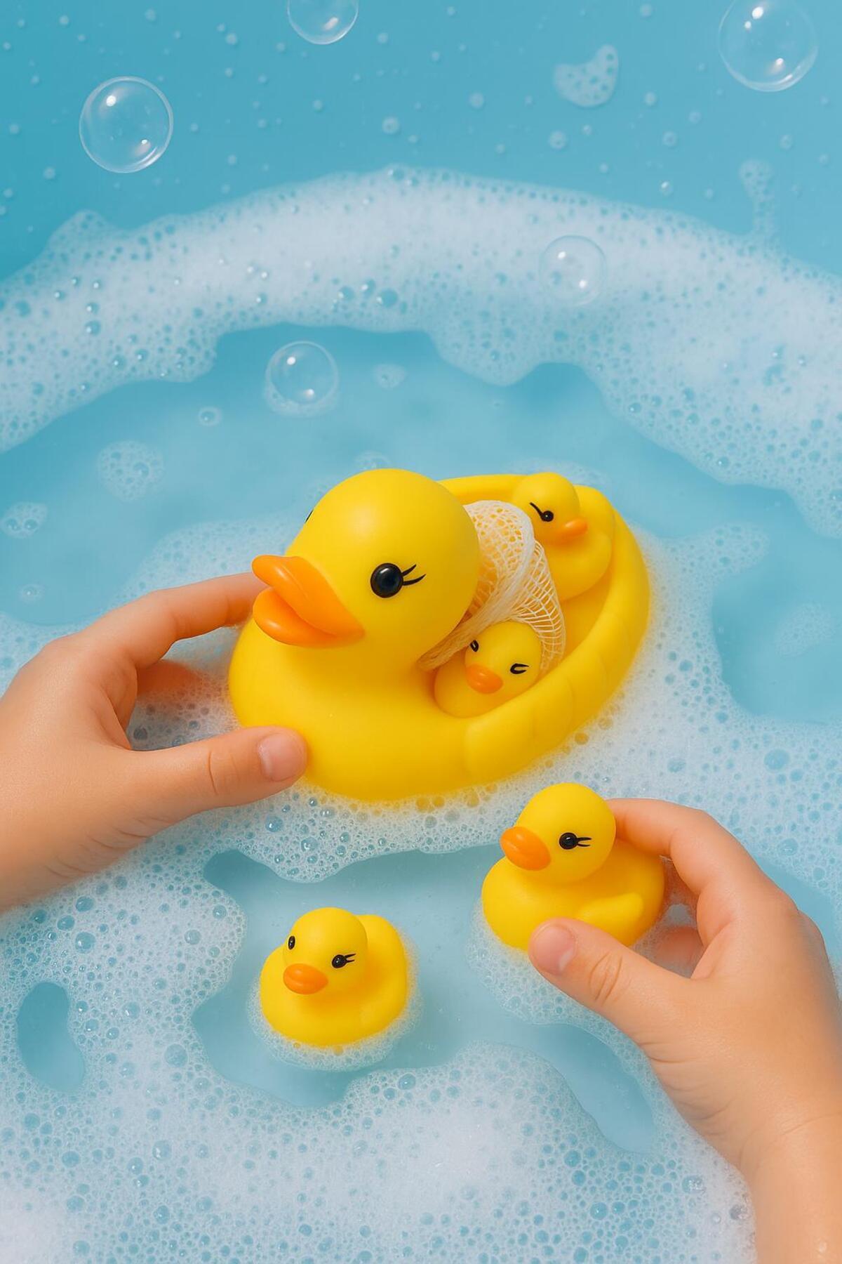 HAK İŞ OYUNCAK Eğlenceli Yavrulu Ördek Banyo Oyuncak Seti – 3’lü Vinil Su Oyuncağı fotoğrafı 3 (önizleme)